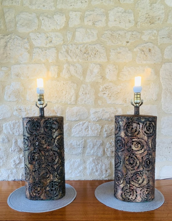 Image 1 of Lampes de table brutalistes par Irv Bramberg, 1960, ensemble de 2