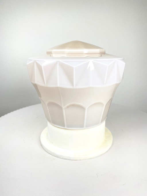 Plafonnier Vintage Dutch Thabur Diamond Shape Art Deco en verre opalin beige grisâtre