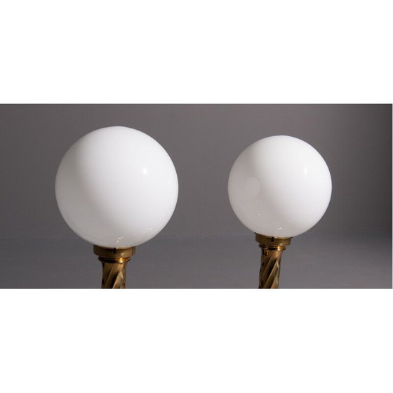 Image 1 of Lampes sphériques dorées vintage, 4 pièces par Hollywood Regency