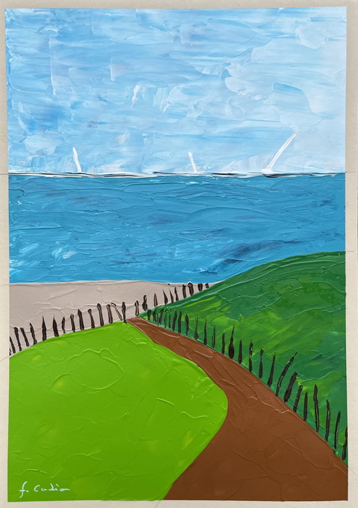 Acrylique Au Couteau Sur Papier 