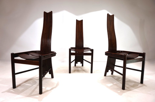 Ensemble de 3 chaises de salle à manger Allmilmö Brutalist, chêne, 1980