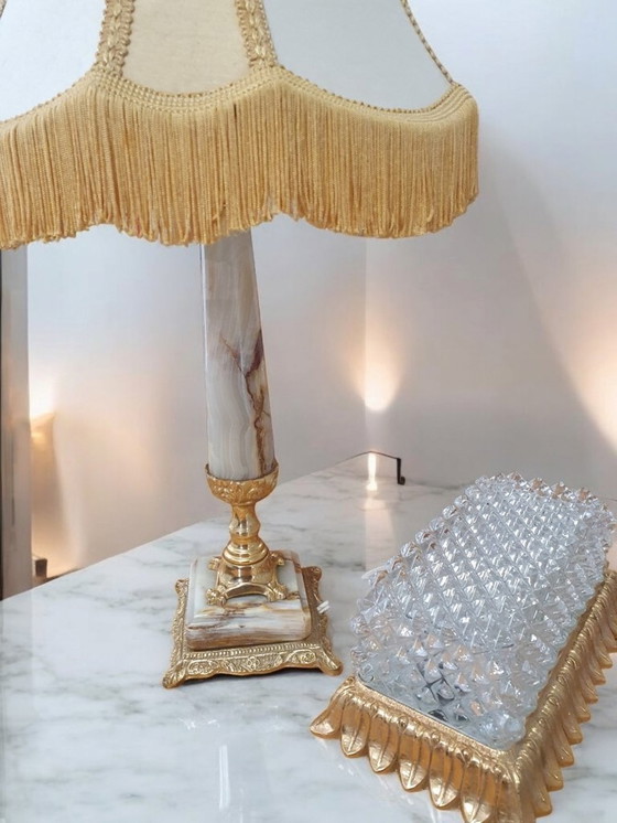 Image 1 of 2138 Lampe de table en marbre Hollywood Regency