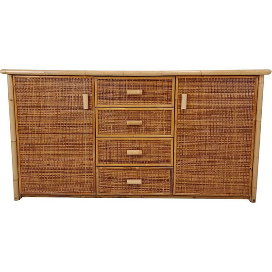 Image 1 of Commode vintage italienne en bambou et rotin, 1980