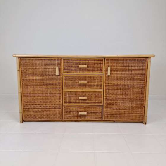 Image 1 of Commode vintage italienne en bambou et rotin, 1980