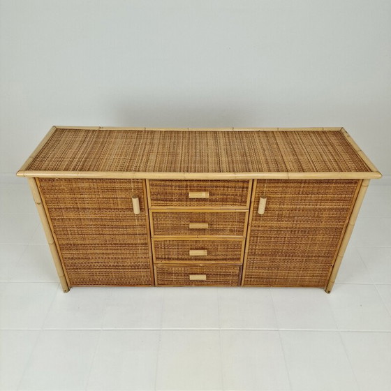 Image 1 of Commode vintage italienne en bambou et rotin, 1980