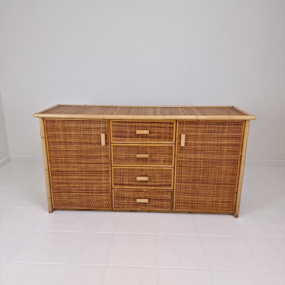 Image 1 of Commode vintage italienne en bambou et rotin, 1980