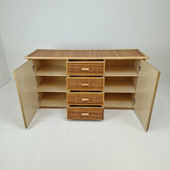 Image 1 of Commode vintage italienne en bambou et rotin, 1980