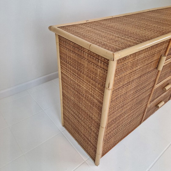 Image 1 of Commode vintage italienne en bambou et rotin, 1980