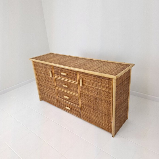 Image 1 of Commode vintage italienne en bambou et rotin, 1980