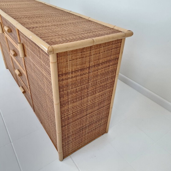 Image 1 of Commode vintage italienne en bambou et rotin, 1980