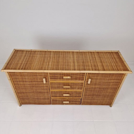 Image 1 of Commode vintage italienne en bambou et rotin, 1980