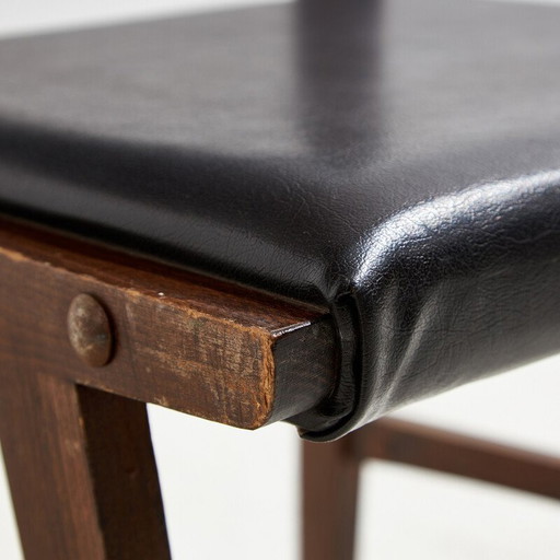 Chaise vintage en hêtre et simili cuir, 1970