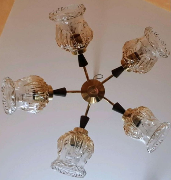 Image 1 of Lampe à suspendre 5 flammes vintage