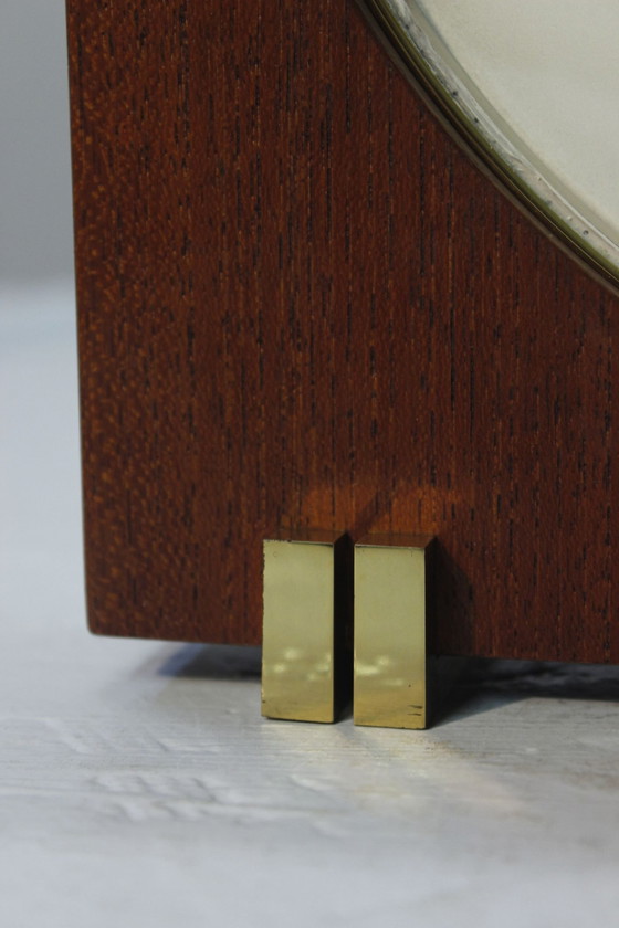 Image 1 of Horloge À Poser Vintage Kienzle World Time 1950S Teck & Laiton