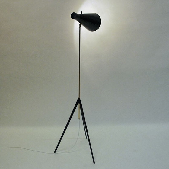 Image 1 of Lampadaire vintage en métal et laiton modèle G-36 par Alf Svensson pour Bergboms, Suède 1950