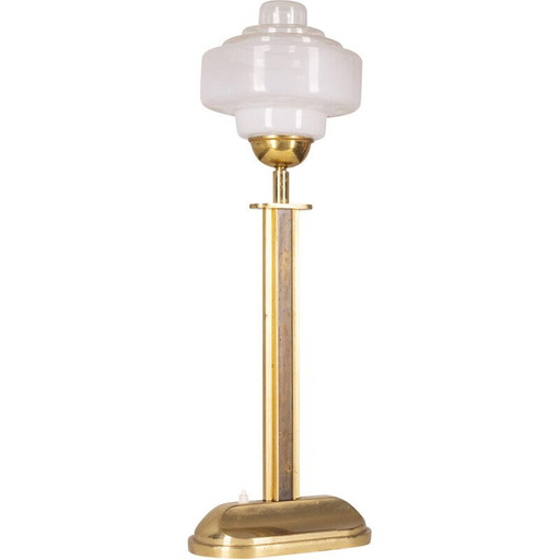 Lampe de table vintage en laiton doré et verre, Italie 1960