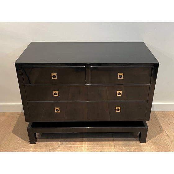 Image 1 of Commode vintage en laque noire de Guy Lefèvre pour Maison Jansen, 1970