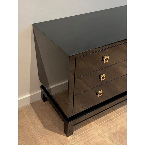 Image 1 of Commode vintage en laque noire de Guy Lefèvre pour Maison Jansen, 1970