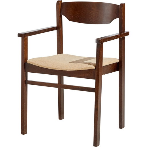 Fauteuil vintage en bois de chêne avec revêtement textile, années 1990