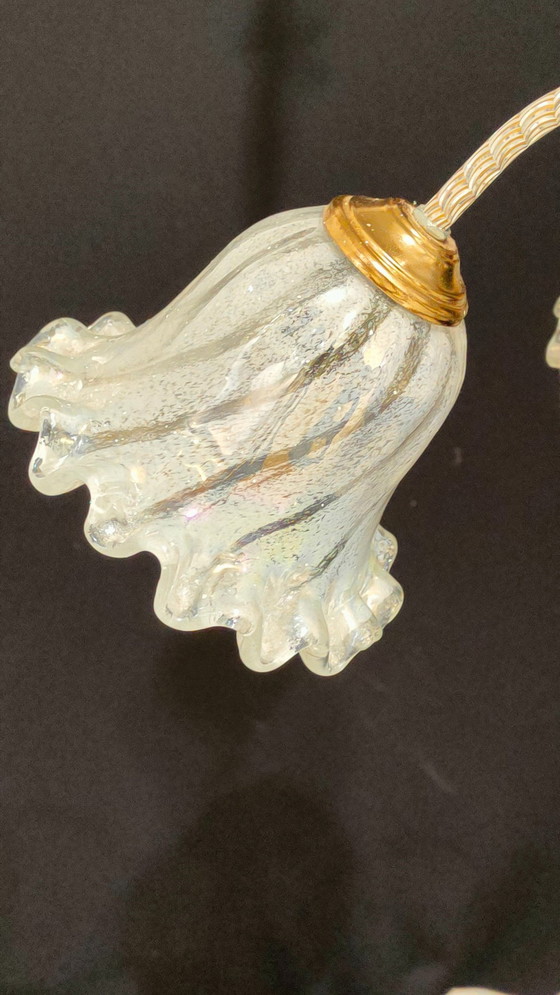 Image 1 of Plafonnier, Lustre, Art Déco, Hollywood Regency, Gatsby, Verre de Murano, Luminaire de luxe, Rare