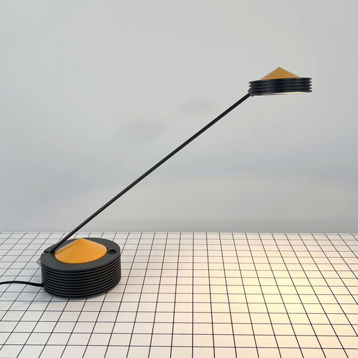 Lampe de bureau Lugano jaune de E Lite, années 1980