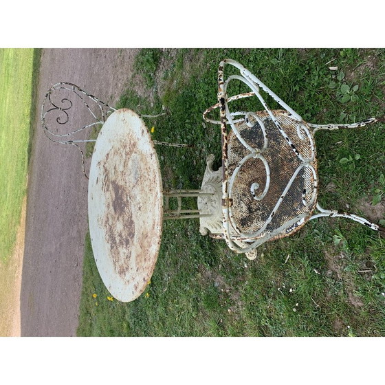 Image 1 of Paire de chaises vintage en fer forgé blanc, 1900