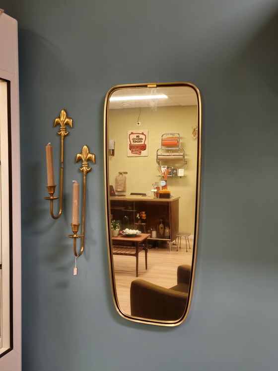 Image 1 of Miroir mural vintage Miroir laiton doré