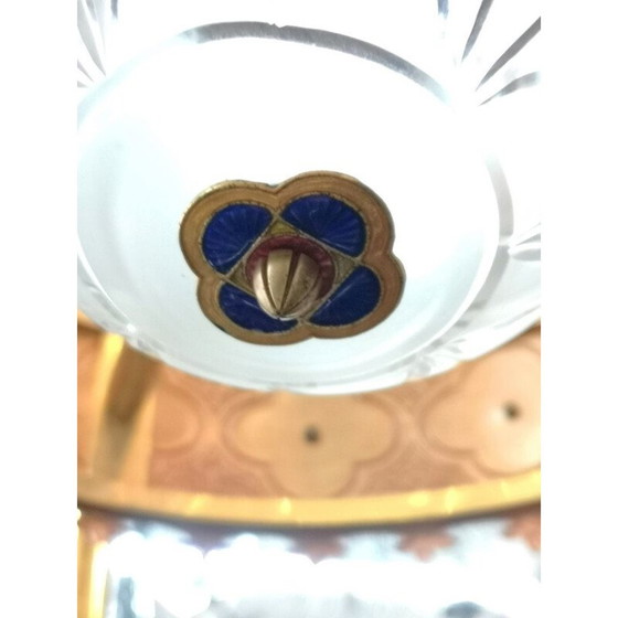 Image 1 of Lustre vintage plaqué or et émaillé de l'artiste Jozsef Engelsz, 1970