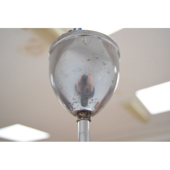 Image 1 of Lampe suspendue vintage en verre et chrome, Tchécoslovaquie 1950