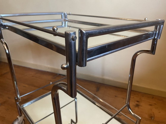 Image 1 of 1950s Serving Cart Chrome Side Table Minibar French