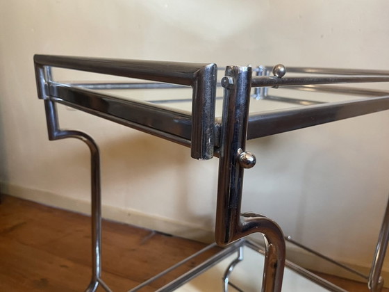 Image 1 of 1950s Serving Cart Chrome Side Table Minibar French