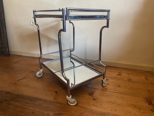 1950s Serving Cart Chrome Side Table Minibar French