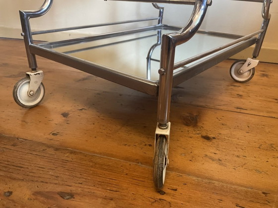 Image 1 of 1950s Serving Cart Chrome Side Table Minibar French