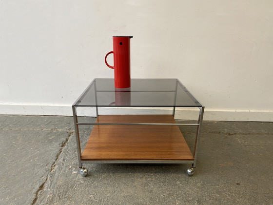 Image 1 of Chariot à boissons et table basse assortie des années 1960 Mid Century Modern par Mda (Miller Design Associates)