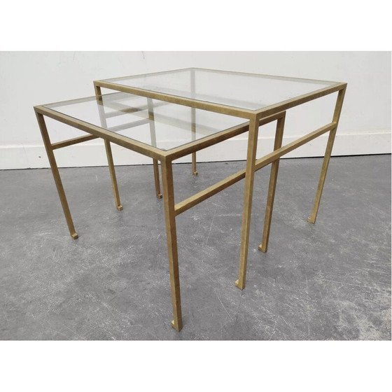 Image 1 of Tables gigognes dorées vintage de Roger Thibier, 1960