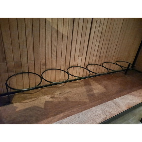 Image 1 of Set de bar vintage en métal noir et similicuir, 1950