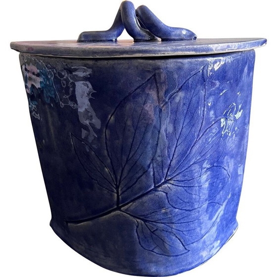 Image 1 of Pot vintage en céramique bleue, 1980