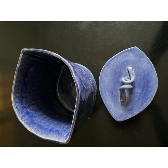 Image 1 of Pot vintage en céramique bleue, 1980