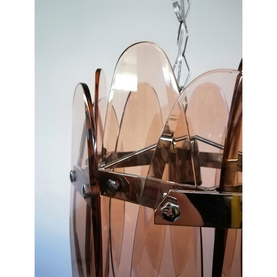 Image 1 of Lampe suspendue vintage en verre par Veca, Italie 1960