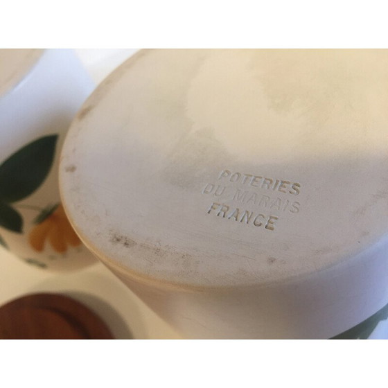 Image 1 of Set de 3 pots à épices vintage en céramique et bois