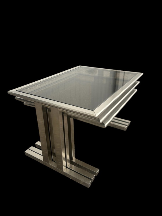 Image 1 of Tables Gigogne en Acier Brossé 1970
