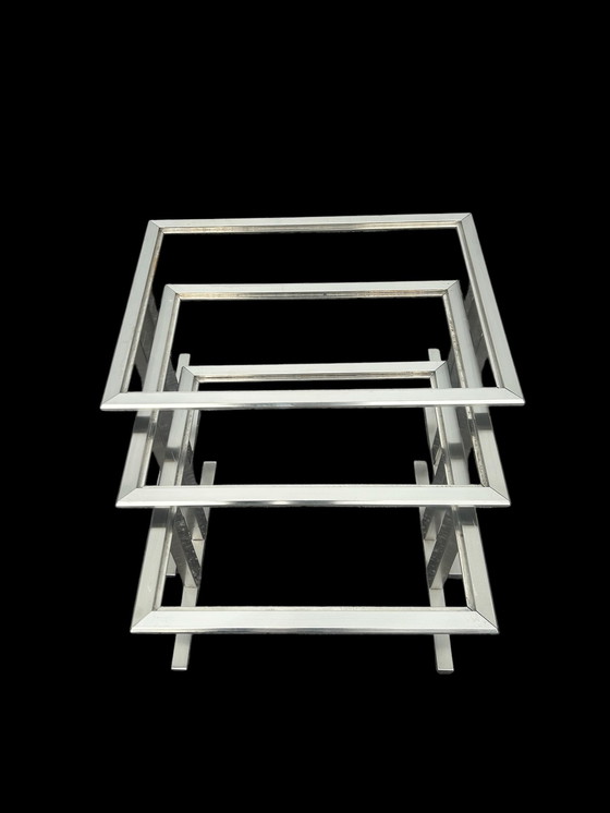 Image 1 of Tables Gigogne en Acier Brossé 1970