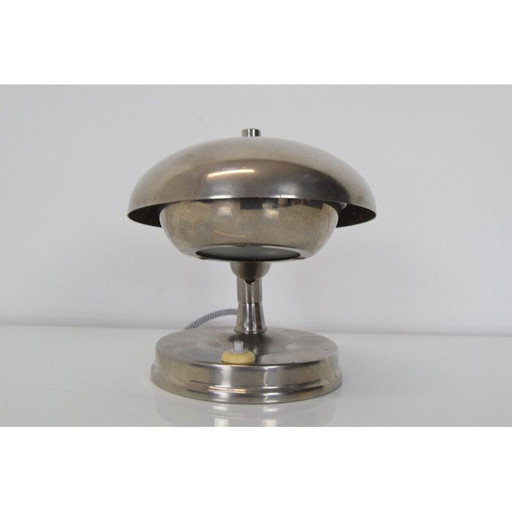 Lampe de table vintage Art déco en chrome, métal et verre, Tchécoslovaquie, années 1930