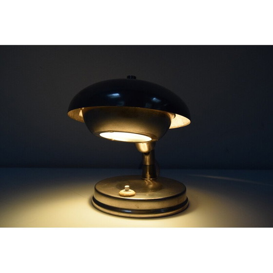 Image 1 of Lampe de table vintage Art déco en chrome, métal et verre, Tchécoslovaquie, années 1930