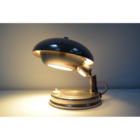 Image 1 of Lampe de table vintage Art déco en chrome, métal et verre, Tchécoslovaquie, années 1930