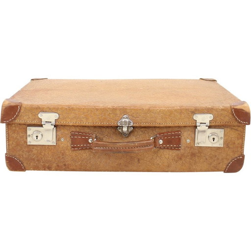 Valise en cuir du milieu du siècle, Allemagne années 1950