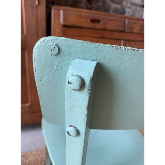 Image 1 of Ensemble de 4 chaises de bistro vintage vertes