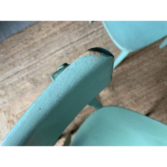 Image 1 of Ensemble de 4 chaises de bistro vintage vertes