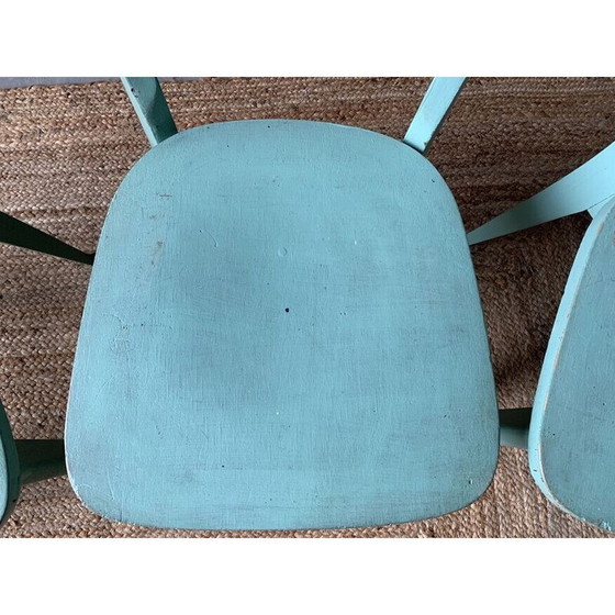 Image 1 of Ensemble de 4 chaises de bistro vintage vertes