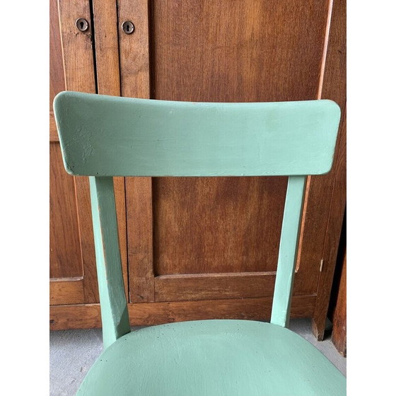 Image 1 of Ensemble de 4 chaises de bistro vintage vertes
